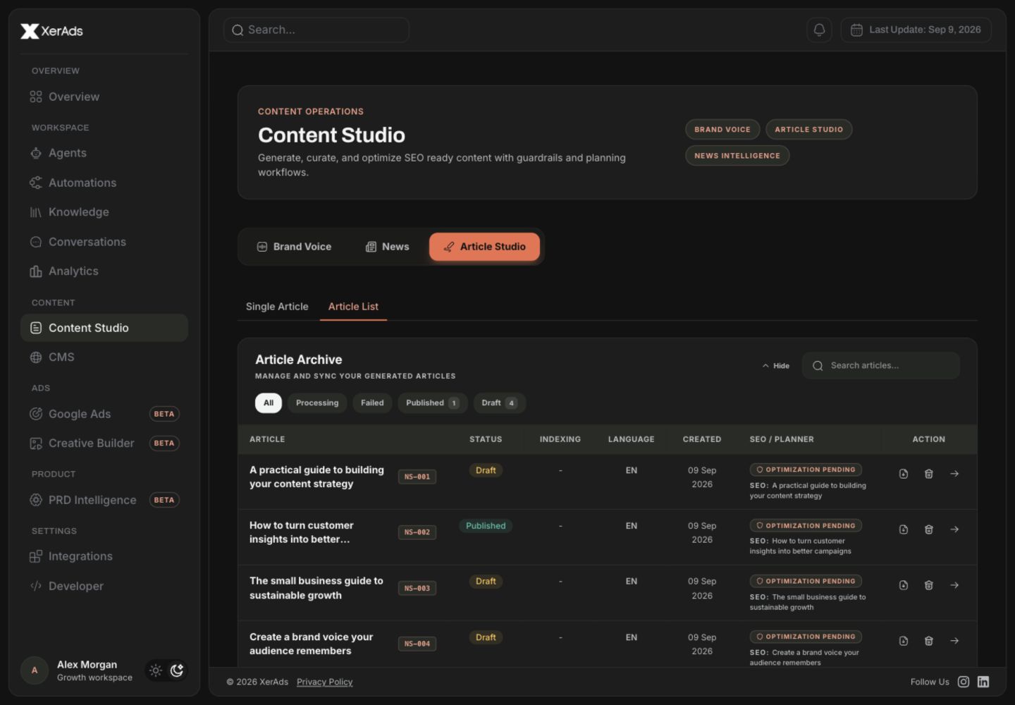Layar Content Studio XerAds.